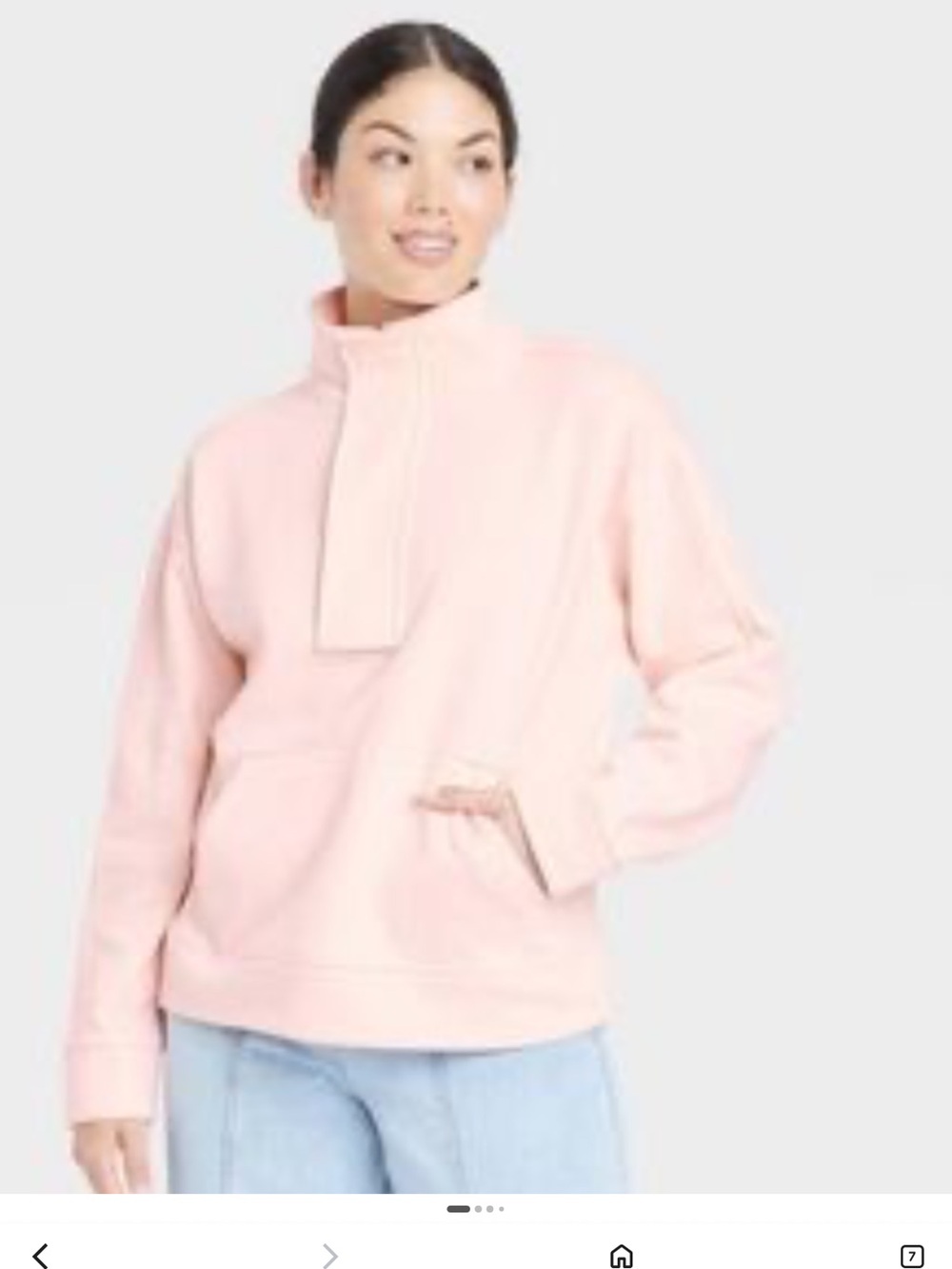 A New Day Light Pink Pullover Sweatshirt zipper snap XS NWOT fleece fall cozy